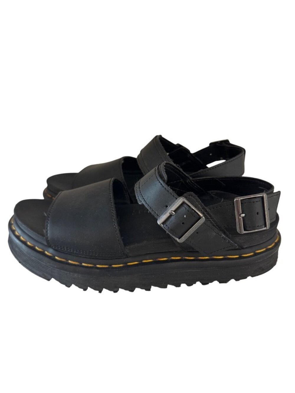 Dr. Martens Voss Black Leather Platform Sandals Buckles Size 9 US Womens - Picture 5 of 7